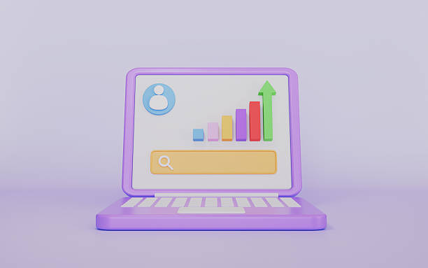 istock Laptop with digital marketing concept 3d illustration 2253748761