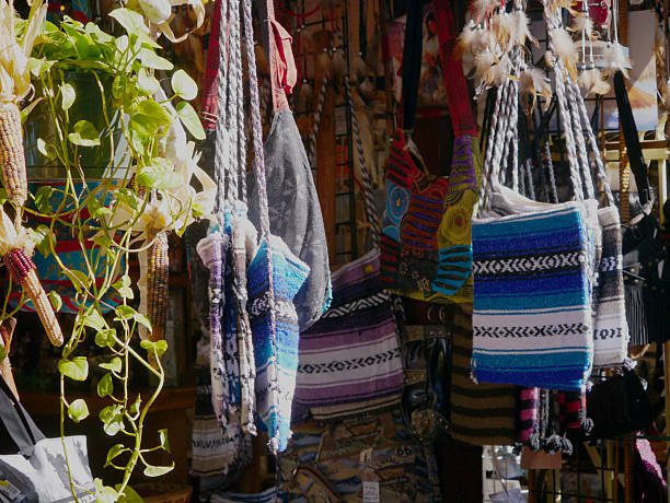 Modest display of handmade purses and sachels. Pothos and Indian Corn for ambiance. Downtown Los ANgeles, CA 2013
