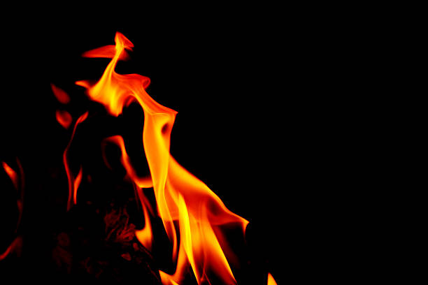 yellowish red flames and black background