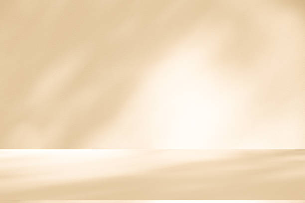 istock Studio style background wall decoration presentation uses white and beige tones. with shadows cast from a nearby window, concept creating a decorative 2253757680