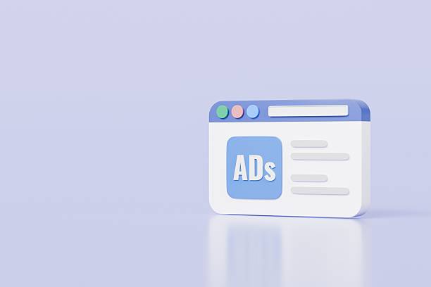 istock 3d Ads website browser icon on isolated purple background. Digital marketing strategy concept. Ads, SEO, Online advertising, website ads, social media campaign. 3d element for UX, UI design. 3d render 2253758973