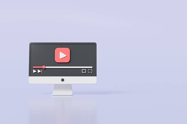 istock 3d Realistic Computer screen playing videos browser icon isolated on white background. Minimal red videos player icon. Playing video player entertainment concept, streaming videos concept. 3d render. 2253759095