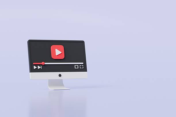 istock 3d Realistic Computer screen playing videos browser icon isolated on white background. Minimal red videos player icon. Playing video player entertainment concept, streaming videos concept. 3d render. 2253759099