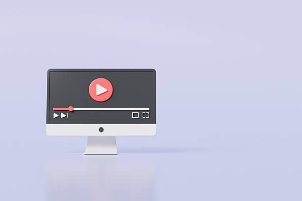 istock 3d Realistic Computer screen playing videos browser icon isolated on white background. Minimal red videos player icon. Playing video player entertainment concept, streaming videos concept. 3d render. 2253759100