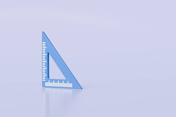3d Triangle Ruler length tool school icon symbol. Minimal blue cartoon ruler mathematic icon isolated on purple blue background. back to school, education equipment tool for school concept. 3d render.
