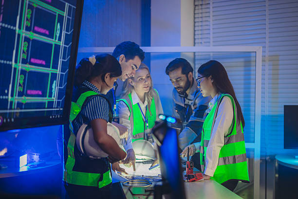istock Engineers Coordinating Real Time Monitoring, Digital Site Plans, and Emergency Response 2253760680