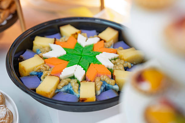 Traditional Colorful Malaysian Nyonya Kuih Dessert Platter