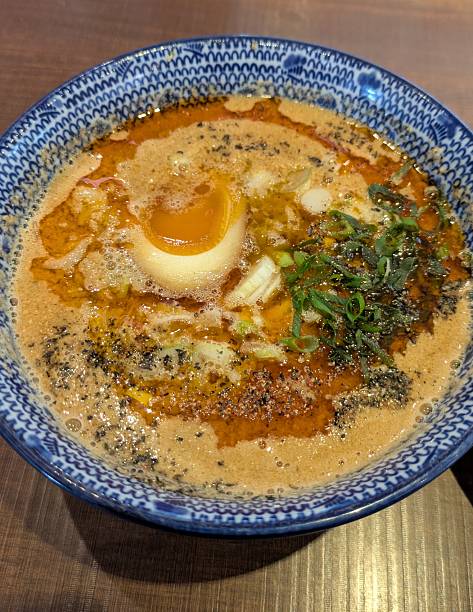 Close-up of dipping sauce for tsukemen