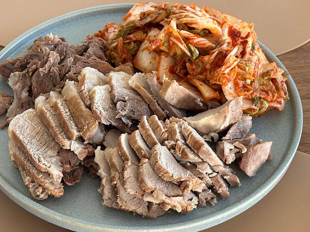 Korean Boiled Pork Belly with Fresh Kimchi Salad