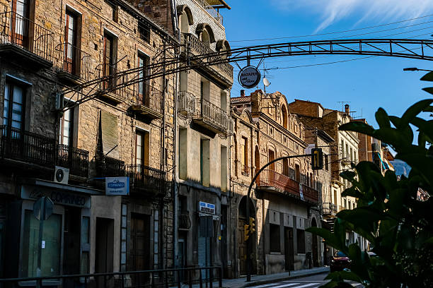 La Pobla de Segur, Catalonia, Spain. May 25, 2025. Historic Pyrenean town, gateway to the Western Pyrenees. Ancient architecture of the old city. Unknown tourism.