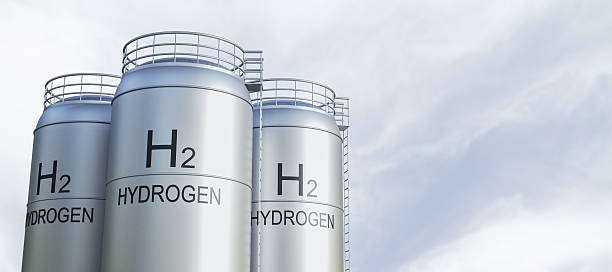 istock Hydrogen storage tanks in industrial facility under bright sky, showcasing clean energy infrastructure and green fuel production outdoors. 3D Rendering 2253770846