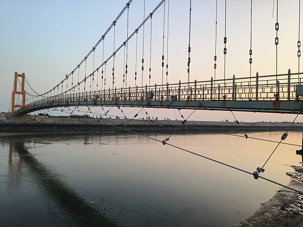 The image of the Sudama Setu, a pedestrian suspension bridge located in Dwarka, Gujarat, India.