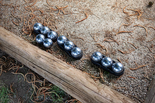 Petanque balls on a pétanque court