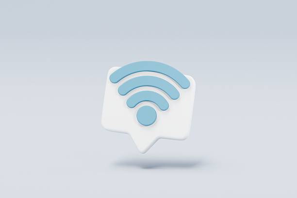 istock 3d wireless or wifi and sharing network bubble icon. sharing network on laptop internet concept. Hotspot access point concept. Broadcasting area with WiFi concept. 3d wifi icon .3d render illustration 2253784497