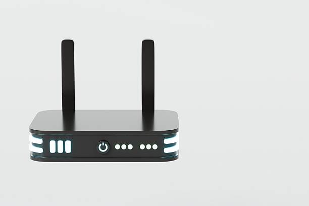 istock 3D Realistic Wireless Internet Router with antennas icon. Minimal Cartoon digital wireless modem hotspot on isolated white background Wi-Fi hotspot zone. Wireless Modem for 4G or 5G concept. 3D Render 2253784594