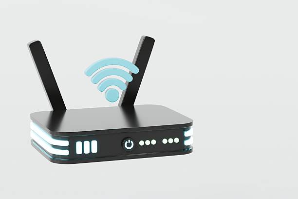 istock 3D Realistic Wireless Internet Router with antennas icon. Minimal Cartoon digital wireless modem hotspot on isolated white background Wi-Fi hotspot zone. Wireless Modem for 4G or 5G concept. 3D Render 2253784615
