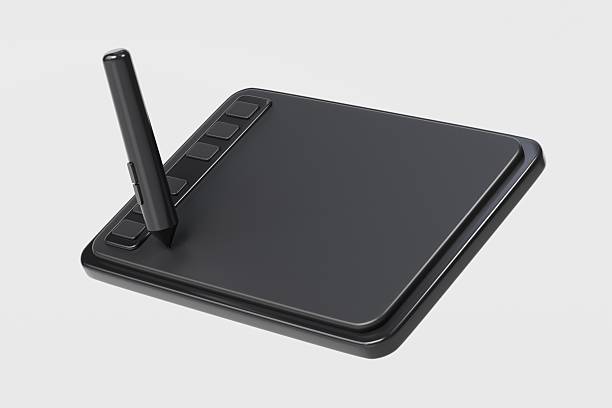istock 3d Digital Graphics Drawing Tablet Monitor Pen with tablet icon. Minimal tablet computer with pen. Art, Clipart Digital drawn stylus cartoon, object, graphic, line art, painting concept. 3d render. 2253785119