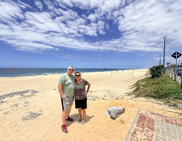istock Senior couple together on beach 2253791448