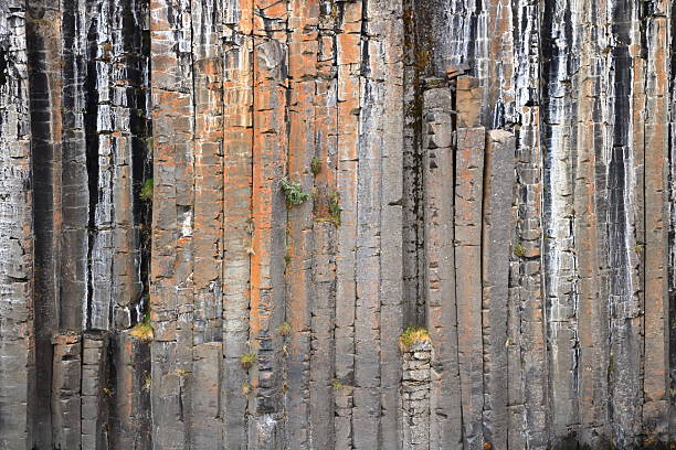 Majestic basalt columns structure over the river in Studlagil Canyon in Iceland