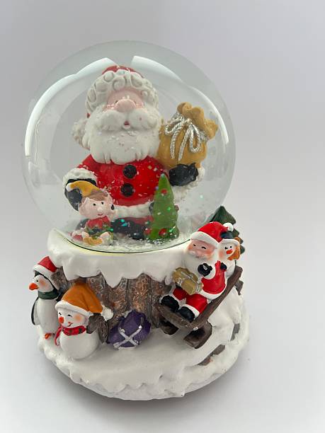 istock Festive Christmas snow globe with Santa, snowmen, gift sack 2253795915