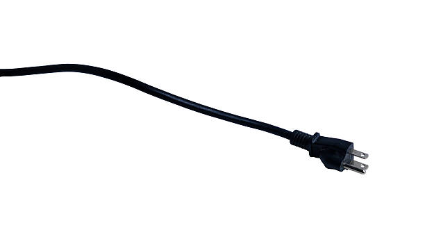 istock Black Power Cord With Two-Prong Plug On White Background For Electronics and Home Office Use 2253798548