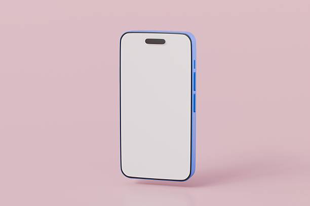 istock 3D Minimal blue mobile phone or smart phone with empty screen icon. Cartoon smartphone isolated on pink pastel background. Phone device Mockup. 3d minimal cartoon design creative icon. 3D Rendering. 2253799922