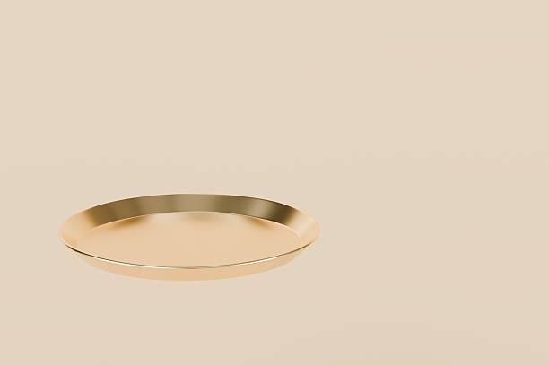 istock 3d Round golden plate with smooth texture icon. Luxurious dining and elegant presentations concept. Minimal Round golden plate a sleek reflective surface Isolated on transparent background. 3d render. 2253800891