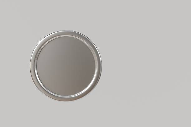 3d Round Silver plate with smooth texture icon. Luxurious dining and elegant presentations concept. Minimal Round silver plate a sleek reflective surface Isolated on transparent background. 3d render.