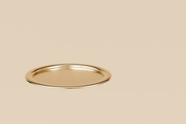 istock 3d Round golden plate with smooth texture icon. Luxurious dining and elegant presentations concept. Minimal Round golden plate a sleek reflective surface Isolated on transparent background. 3d render. 2253800910