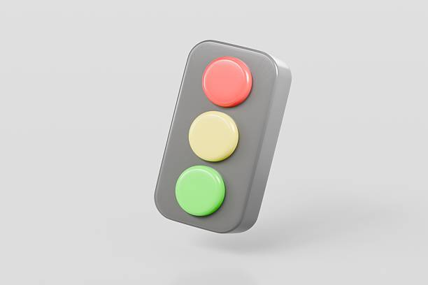 istock 3d Traffic light icon isolated on white background. Minimal Cartoon Traffic light red, green and orange simple icon. warning safety street or Stoplight warning and Traffic signs concept. 3d render. 2253804070