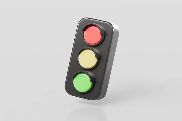 istock 3d Traffic light icon isolated on white background. Minimal Cartoon Traffic light red, green and orange simple icon. warning safety street or Stoplight warning and Traffic signs concept. 3d render. 2253804094