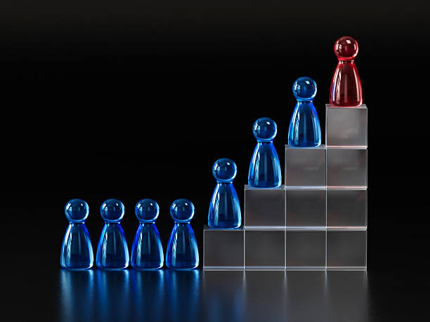 istock Red Atop: Translucent Block Pyramid with Tiered Blue Pieces 2253805790