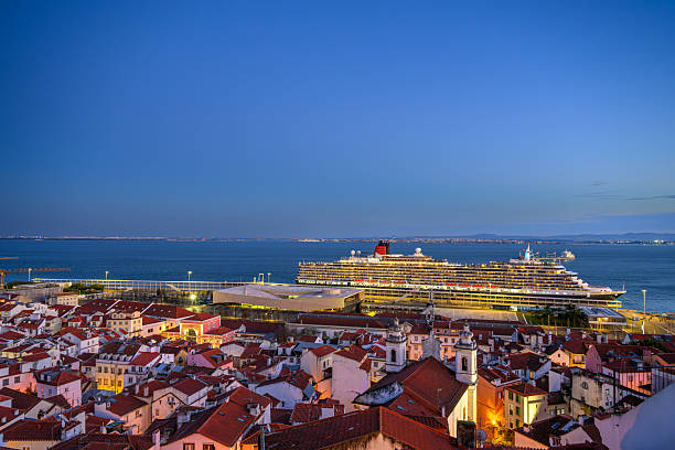 Lisbon, Portugal - November 9, 2016:  The Fred Olsen cruise ship, Balmoral, is pictured off the Lisbon coastline in Portugal.