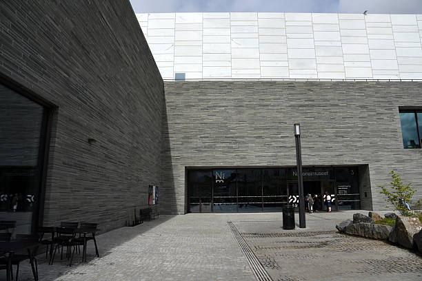 The National Museum is a museum in Oslo, which hosts the norwegian state collection in paintings, design and more. The new building opened in 2022 was planned by Kleihues + Schuwerk architects. Captured during a cloudy day in summer season.
