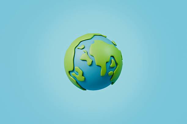 istock 3d Earth Planet Icon symbol. Earth day or environment conservation concept. Save green planet concept. Global evergreen concept. Minimal Cartoon Planet Earth isolated on blue background. 3d render. 2253812080