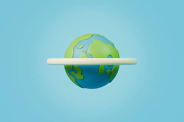 3d Earth Planet Icon symbol. Earth day or environment conservation concept. Save green planet concept. Global evergreen concept. Minimal Cartoon Planet Earth isolated on blue background. 3d render.