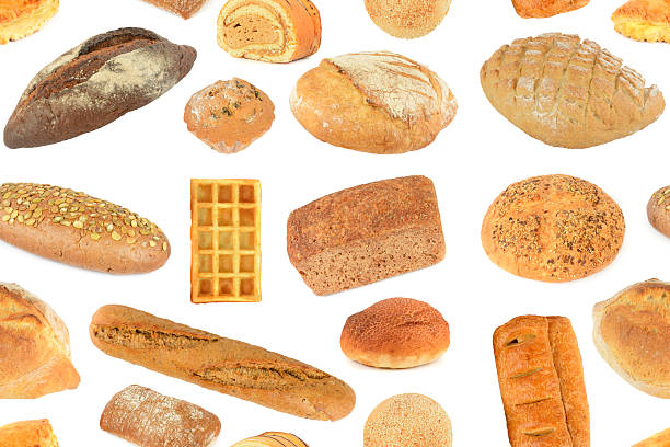 istock Seamless Pattern of Fresh Bread and Pastries Isolated on White Background 2253817508