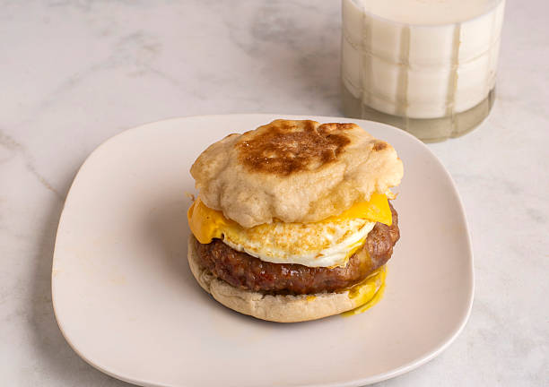 istock sausage egg and cheese breakfast sandwich 2253830881