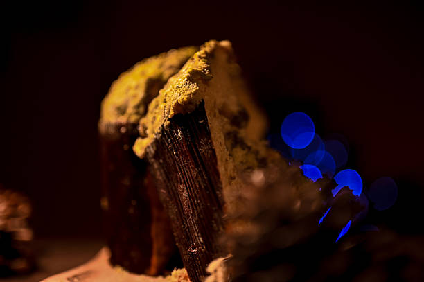 Panettone with pistachio cream and Christmas lights bokeh