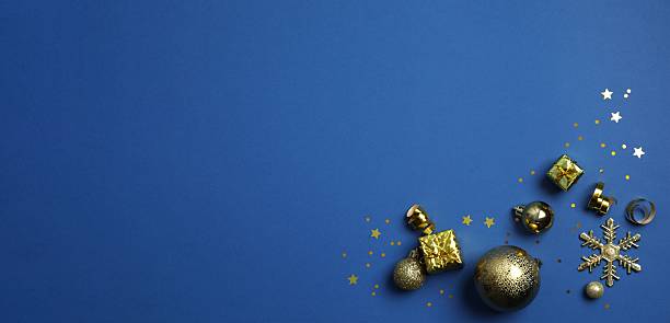 istock Festive banner with Christmas embellishments, creating festive joy. Top view, space for text 2253843962