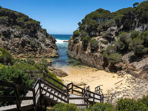 The stairs and cove at Wallagoot Gap - Bournda National Park, NSW Sapphire Coast
