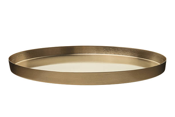 istock Golden metal tray on white isolated background 2253850267