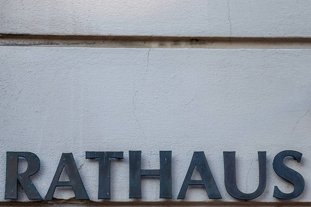 istock Rathaus signage on german city hall facade 2253855678