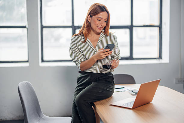 istock Professional Woman Engaged with Mobile and Laptop 2253858001