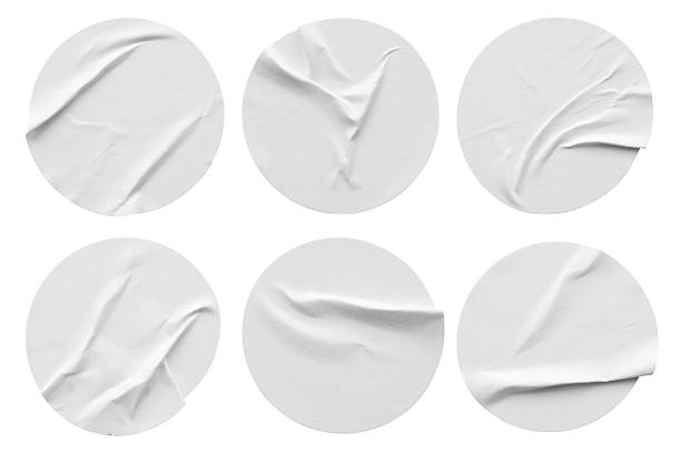 istock Blank white round paper sticker label set isolated on white background 2253862147