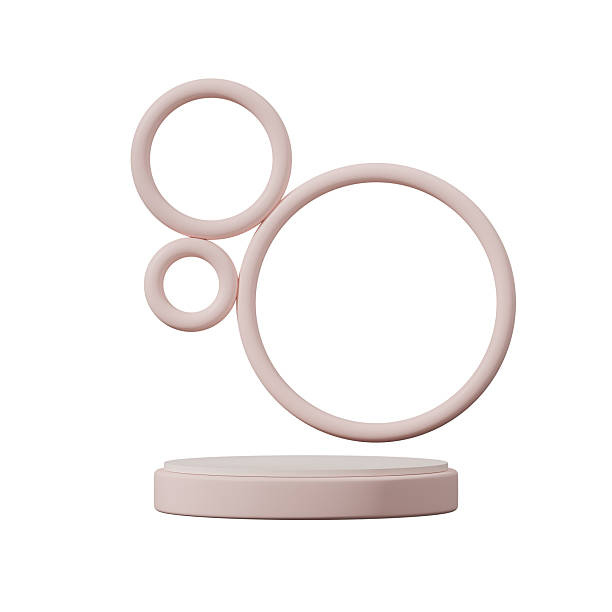 istock a pink color curved cylinder with circle backdrop, in a 3d render mockup template 2253871528