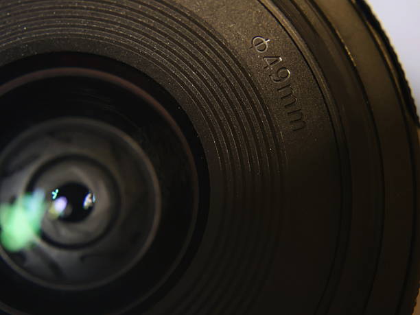 istock Close-up image of a black camera lens, focused on a 49mm filter thread. 2253877503