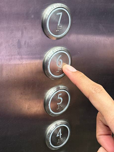 istock Close-up of a human finger pressing elevator button number six with braille on a stainless steel panel, highlighting accessibility, tactile design, and everyday urban transportation. 2253884597