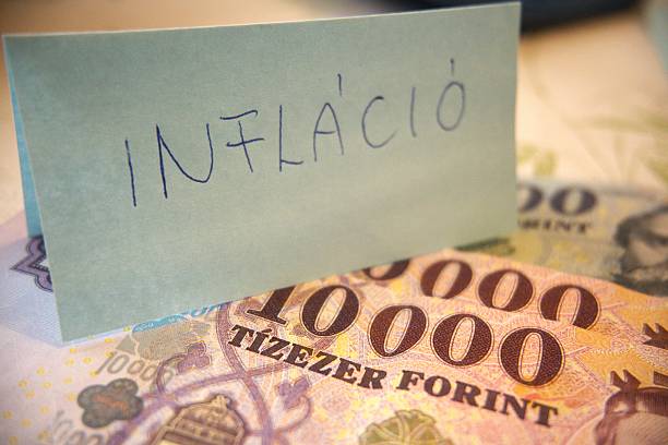 istock Inflation Text with Ten Thousand Hungarian Forint Banknote 2253890131