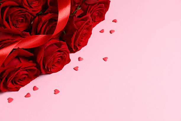 istock Beautiful red roses on color background 2253893722